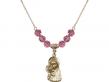  Madonna & Child Medal Birthstone Necklace Available in 15 Colors 