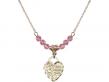  St. Michael Heart Medal Birthstone Necklace Available in 15 Colors 