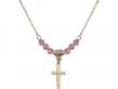  Crucifix Medal Birthstone Necklace Available in 15 Colors 