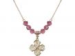  4-Way Medal Birthstone Necklace Available in 15 Colors 