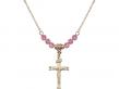  Crucifix Medal Birthstone Necklace Available in 15 Colors 