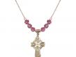  Celtic Cross Medal Birthstone Necklace Available in 15 Colors 