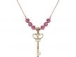  Small Key w/Double Hearts Medal Birthstone Necklace Available in 15 Colors 