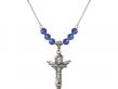  Trinity Crucifix Medal Birthstone Necklace Available in 15 Colors 