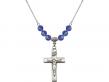  Crucifix Medal Birthstone Necklace Available in 15 Colors 