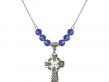  Celtic Cross Medal Birthstone Necklace Available in 15 Colors 