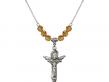  Trinity Crucifix Medal Birthstone Necklace Available in 15 Colors 