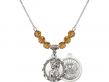  St. Christopher/Navy Medal Birthstone Necklace Available in 15 Colors 