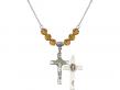  St Benedict Crucifix Medal Birthstone Necklace Available in 15 Colors 