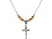  Crucifix Medal Birthstone Necklace Available in 15 Colors 