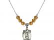  St. Michael the Archangel Medal Birthstone Necklace Available in 15 Colors 