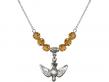  Holy Spirit Medal Birthstone Necklace Available in 15 Colors 