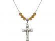  Crucifix Medal Birthstone Necklace Available in 15 Colors 