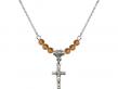  Crucifix Medal Birthstone Necklace Available in 15 Colors 