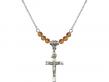  Crucifix Medal Birthstone Necklace Available in 15 Colors 