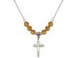  Cross on Cross Medal Birthstone Necklace Available in 15 Colors 