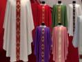  "Banded" Chasuble - Cross Motif - Damask Fabric - 100% Poly 