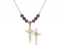  St Benedict Crucifix Medal Birthstone Necklace Available in 15 Colors 